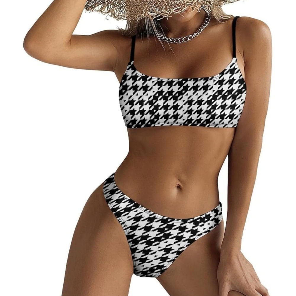 Juicy Couture Stylish Black and White Houndstooth Bikini Set